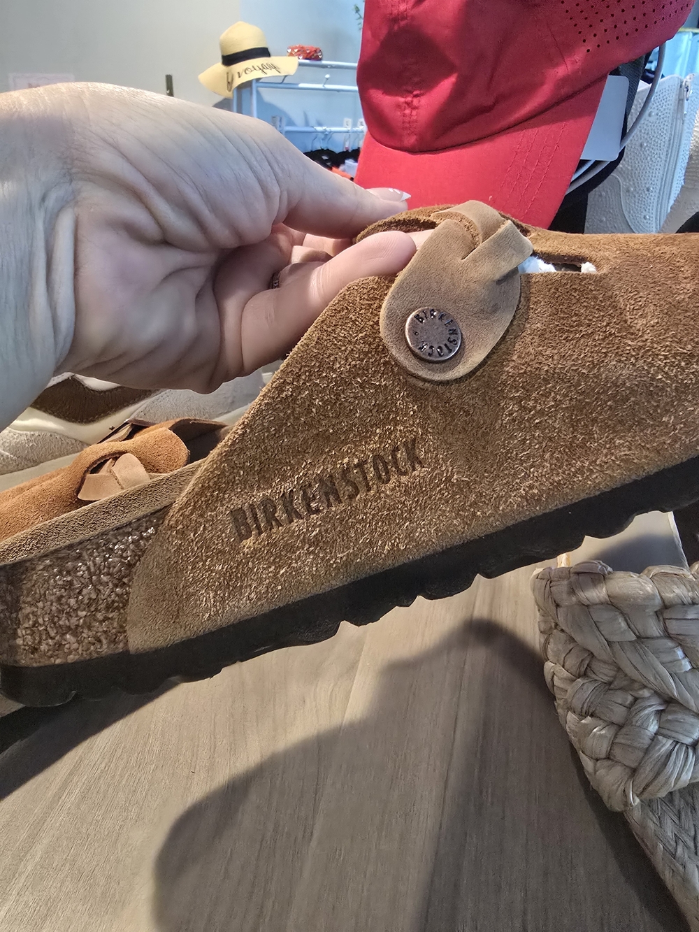 Birkenstock Brown Suede Adjustable Slide Sandal